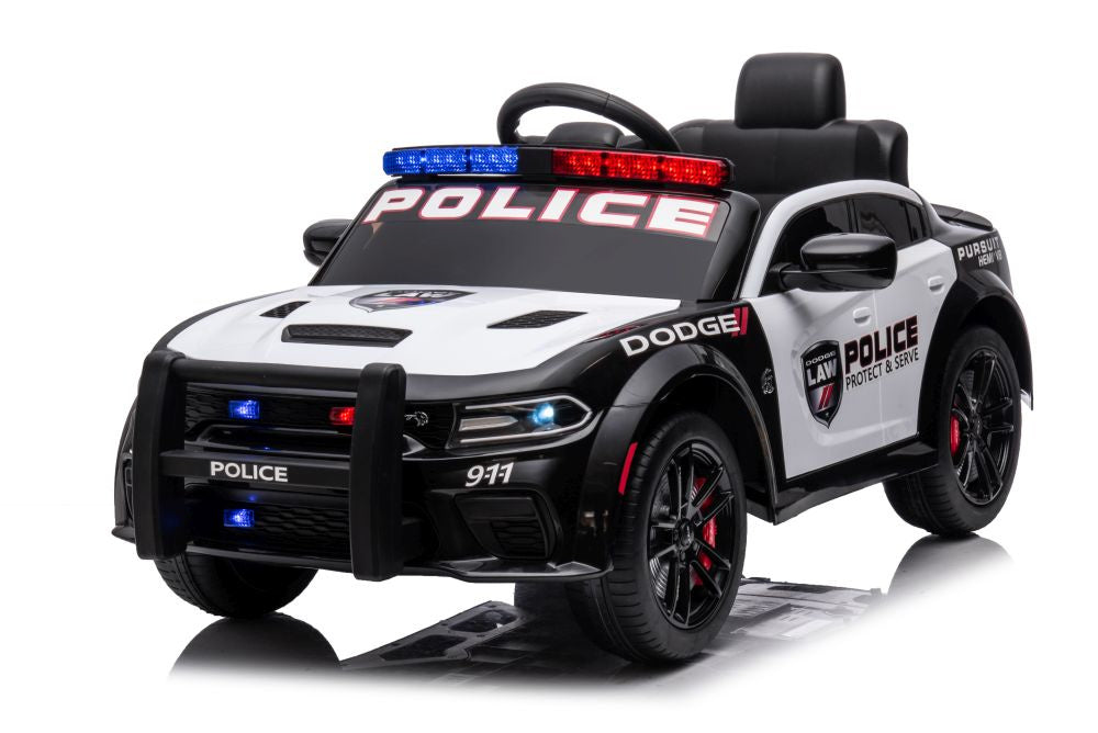 Masina de politie Dodge Charger, alb / negru, 107.5 x 56.5 x 33 cm, Lean 20011