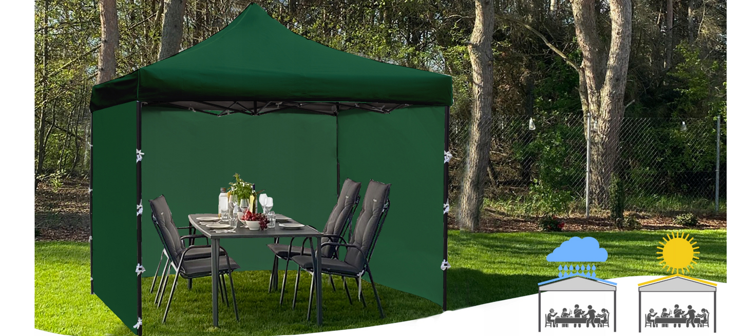 Cort pavilion cu 3 pereti, verde, 3 x 3 m, MalTec 112813