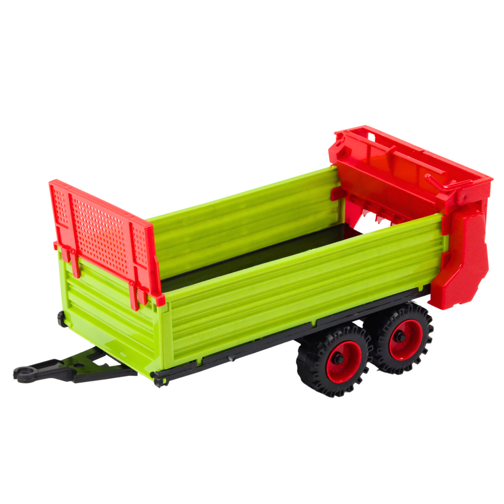 Tractor de jucarie cu remorca, actionare prin frecare, 48 cm, verde, Lean 24993