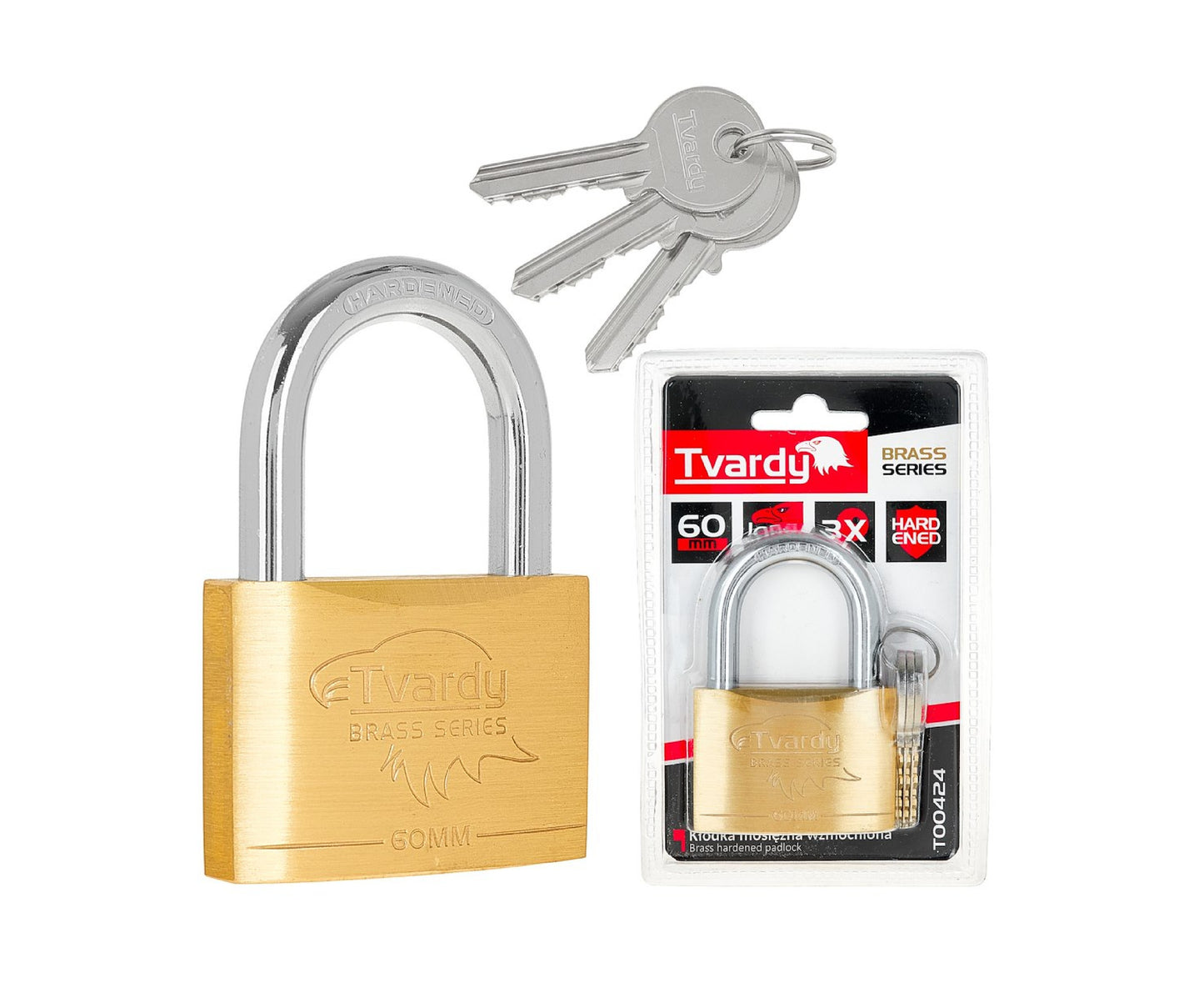 Lacat ranforsat din alama Brass Line, 60 mm, Tvardy T00424