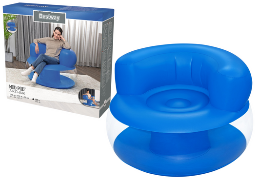 Fotoliu gonflabil, 112 x 112 x 70 cm, design ergonomic, PVC, albastru, Lean 22595