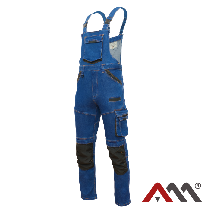 Salopeta de lucru din jeans elastic Colemann, albastru, marimea XL, Artmas ART456182