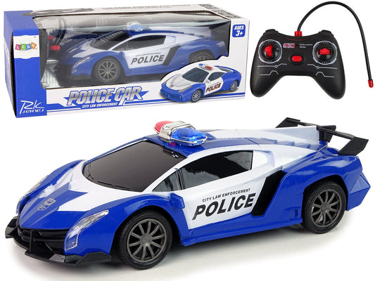 Set masinuta de politie cu telecomanda, albastru / alb / negru, Lean 12101