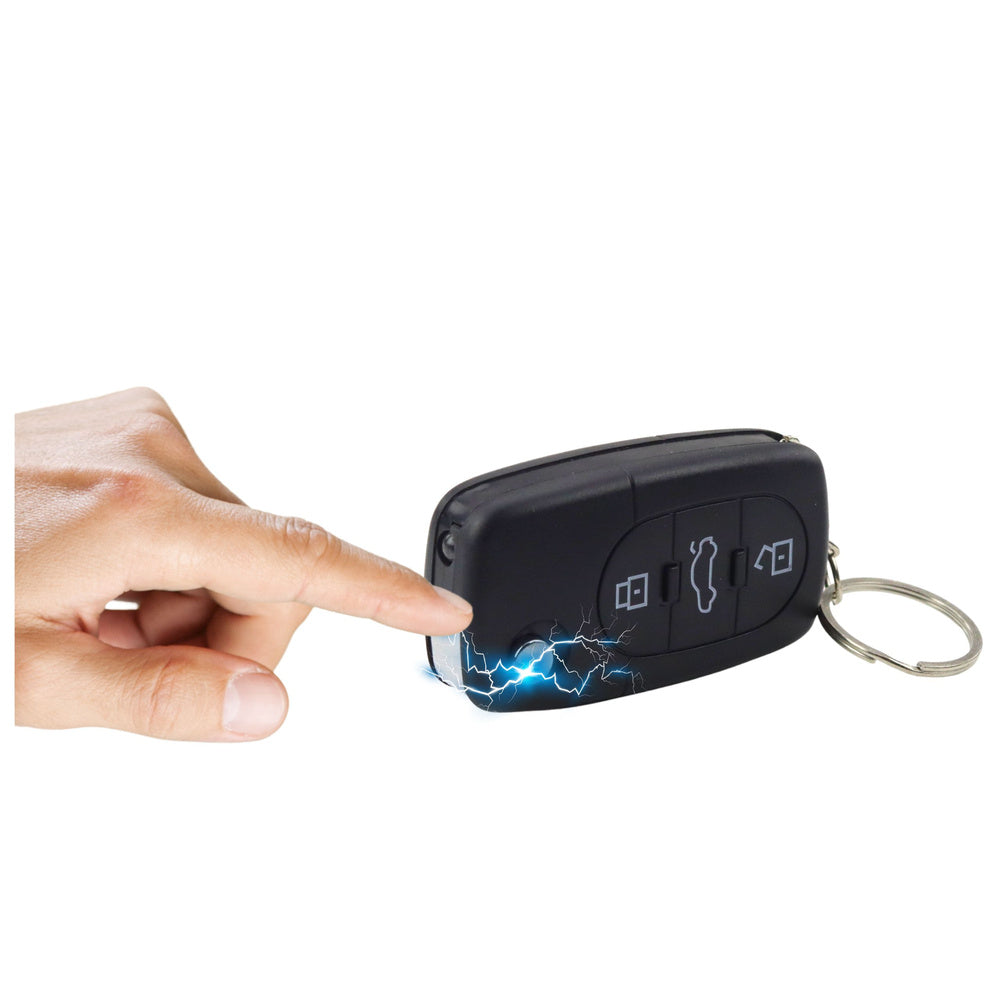 Breloc 2 in 1 cu LED, functie de electrosoc, negru, 6 x 3.5 x 1.5 cm, Lean 27213