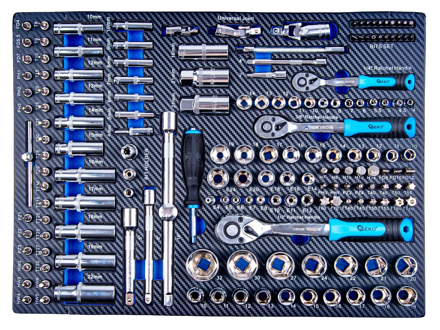 Dulap cu scule pentru atelier, 7 sertare, 407 bucati, Geko G10835