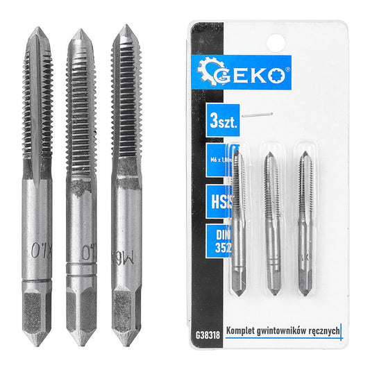 Set tarozi pentru filetare manuala, M6 x 1,0 m, 3 bucati, Geko G38318