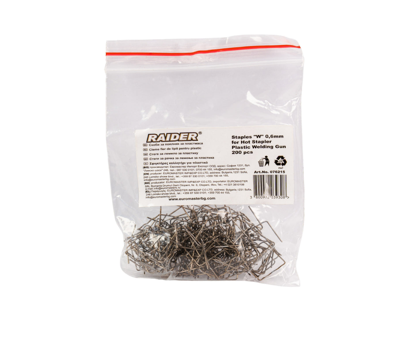 Set 200 capse W pentru aparat de lipit plastic, 0.6 mm, Raider 076215