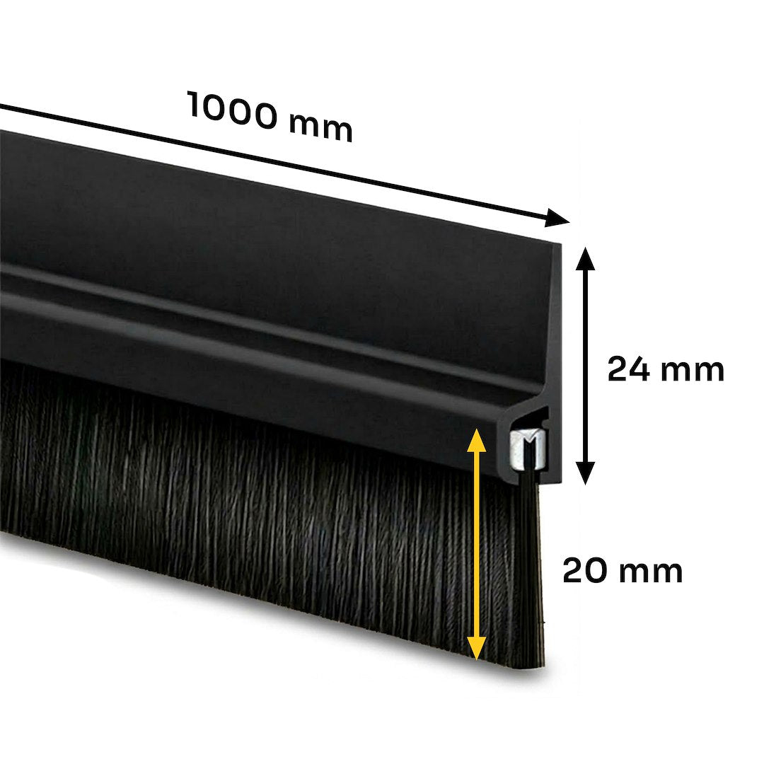 Bandă perie autoadezivă pentru ușă, 20 mm x 100 cm, neagră, Keltin K02960C