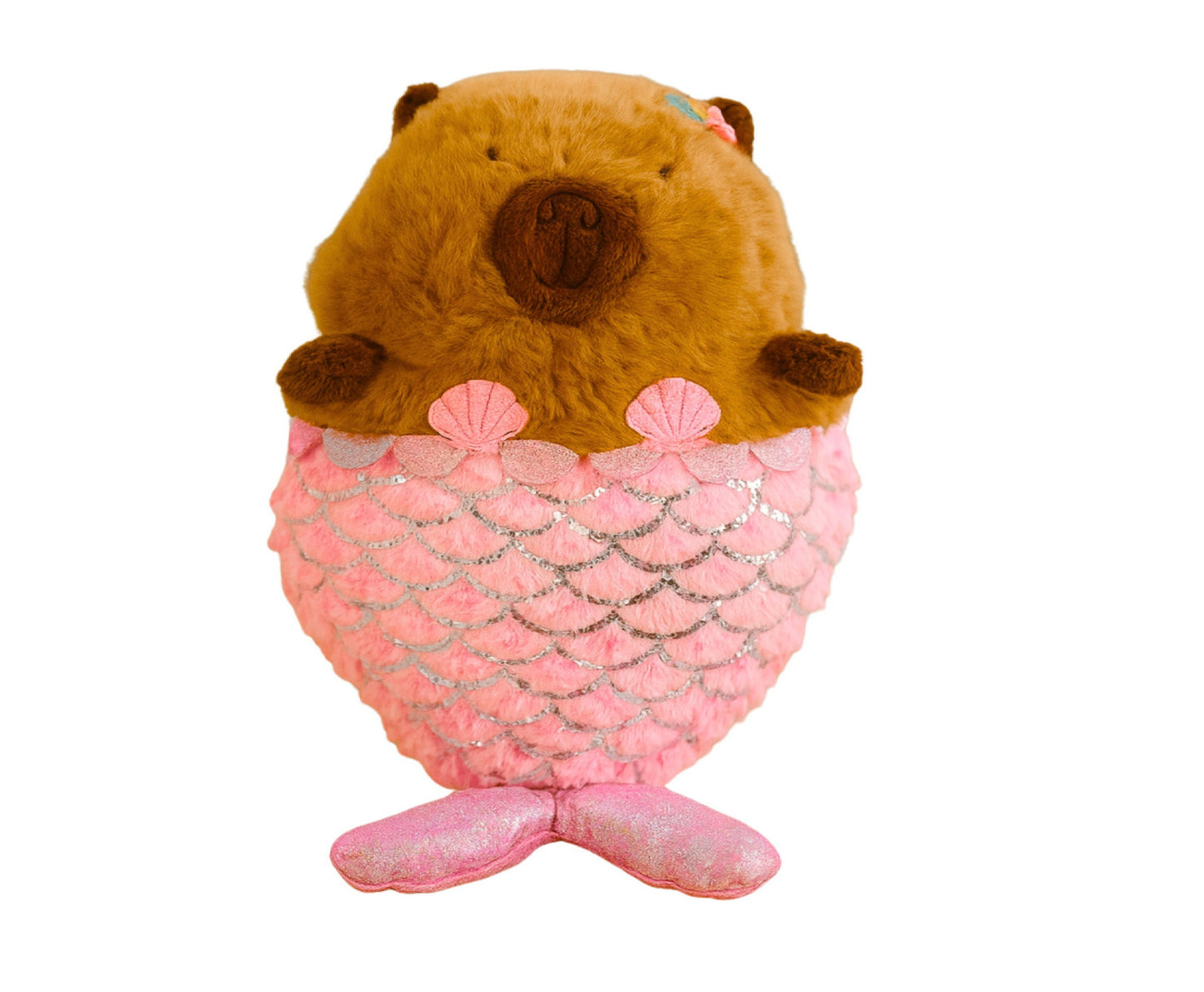 Jucarie de plus Capybara Sirena, 28 x 17 x 14 cm, maro / roz, Lean 27543