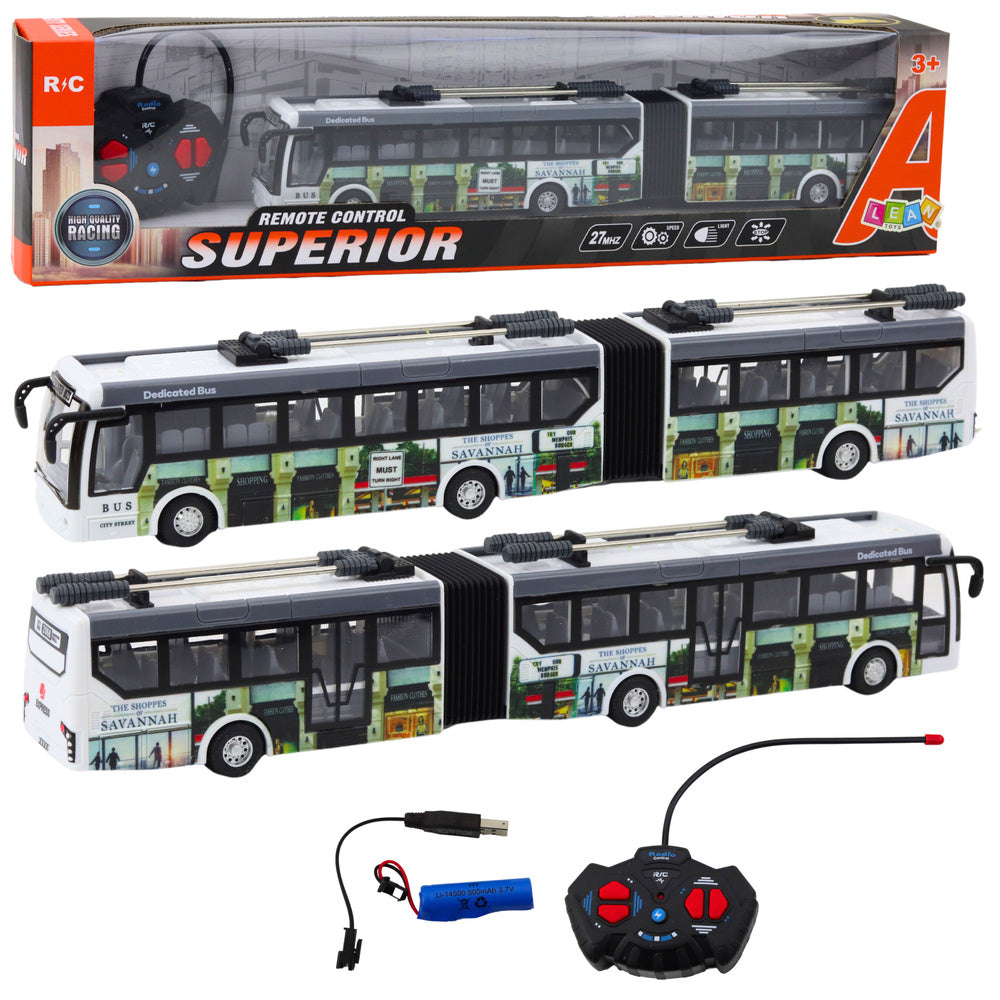 Troleibuz urban zburator cu lumini LED, 36 cm, 3.7 V, 500 mAh, Lean 25156