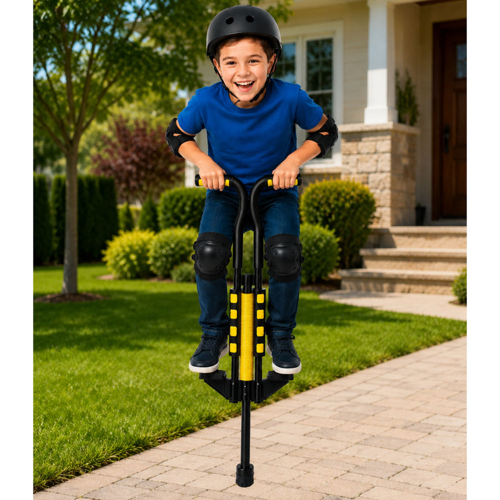 Pogo stick pentru copii, capacitate maxima 70 kg, galben, Lean 30995