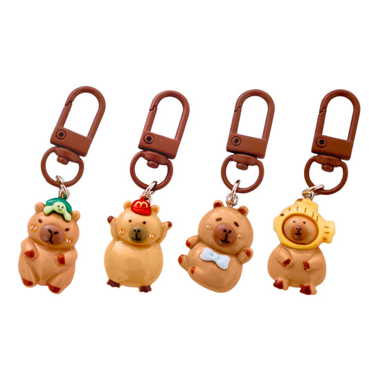 Set 4 mini brelocuri capibara, 3 cm, multicolor, Lean 27554