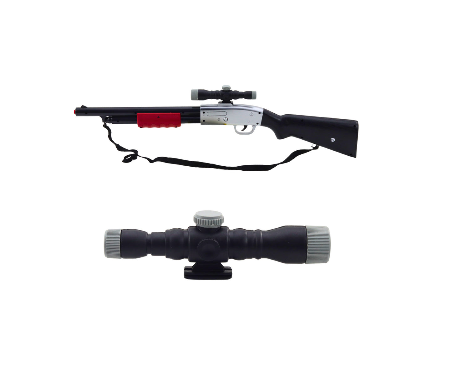 Pusca de jucarie 65 cm, negru / argintiu, efecte sonore, Lean 24819