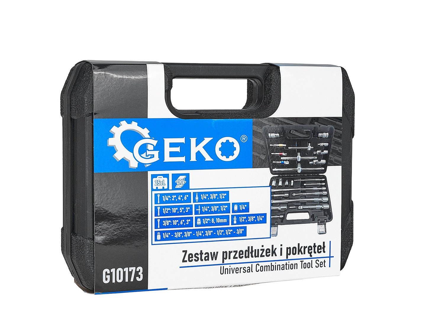 Set extensii tubulare si biti, 1 / 4" 3 / 8" 1 / 2", 25 bucati, Geko G10173