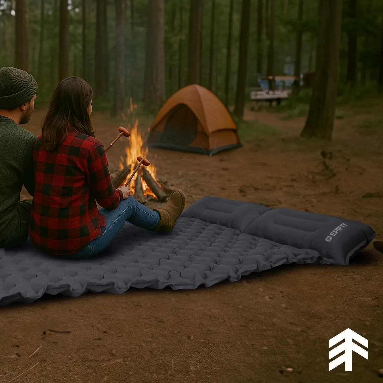 Saltea autogonflabila pentru camping, 195 x 120 x 5 cm, gri, MalTec 112762
