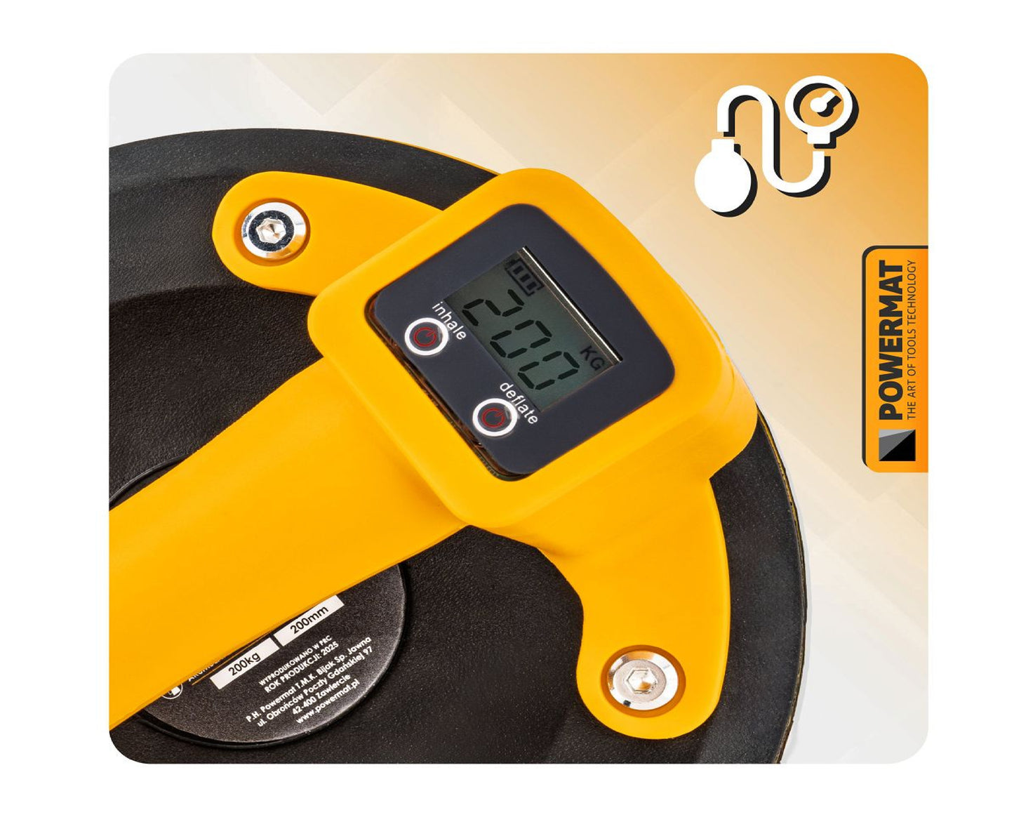 Ventuza electrica pentru placi PM-APPS-200M, capacitate maxima de incarcare 200 kg, Powermat PM1446