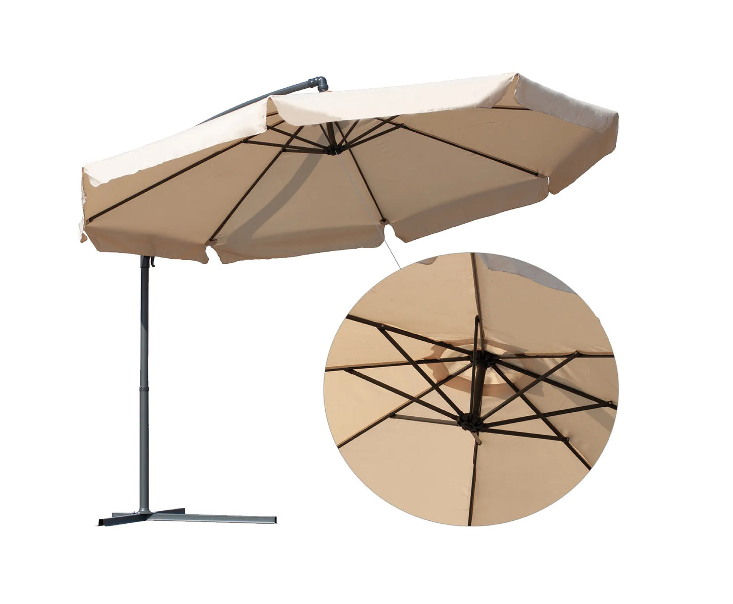 Umbrela de gradina pliabila cu husa Sunwaal, 350 cm, bej, MalTec 112650