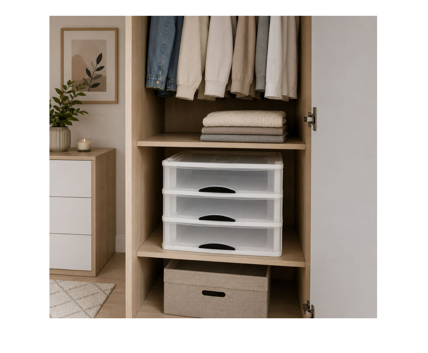 Organizator multifunctional cu 3 sertare, alb, Lean 30858
