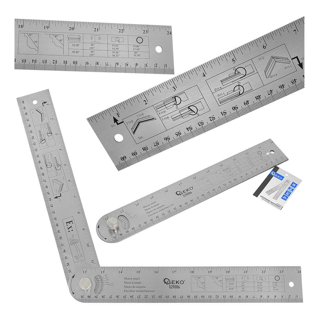 Raportor unghiular reglabil pentru tâmplărie, 600 mm, 180°, inox, Geko G29086
