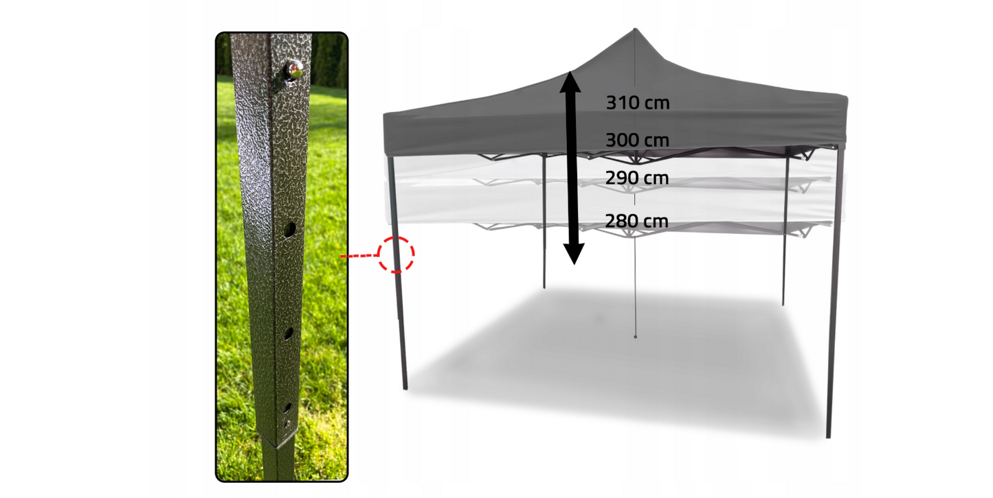 Cort pavilion cu 3 pereti, gri, 3 x 3 m, MalTec 112812