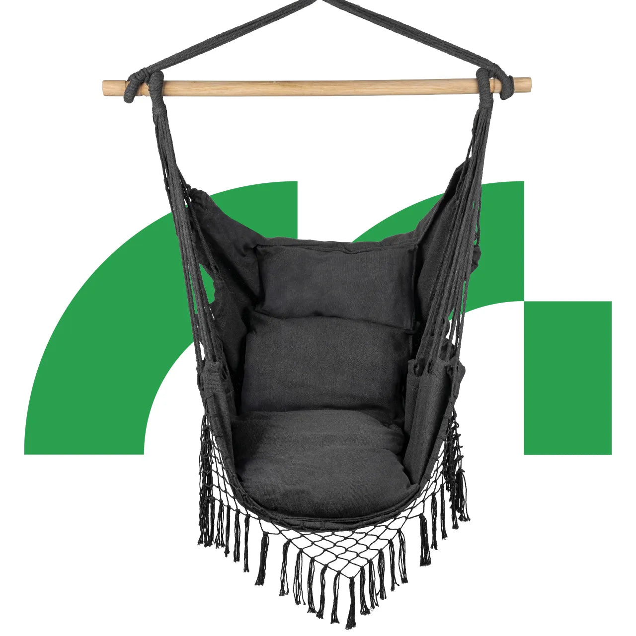 Scaun brazilian suspendat cu perne, negru, capacitate maxim 120 kg, MalTec 112858