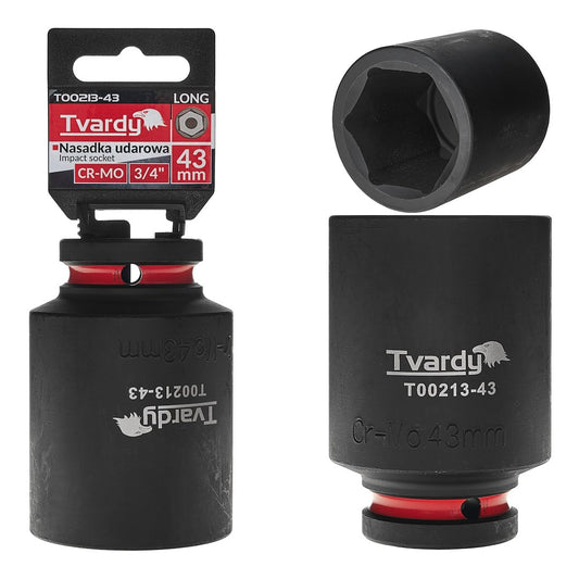 Cheie tubulara de impact in 6 puncte 3 / 4", 43 mm, Cr-Mo, Tvardy T00213-43