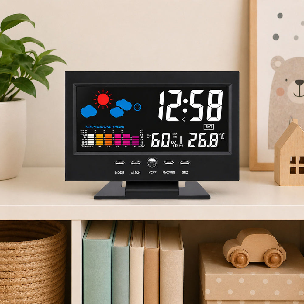 Ceas digital cu termometru de interior si higrometru, LED, Lean 31105