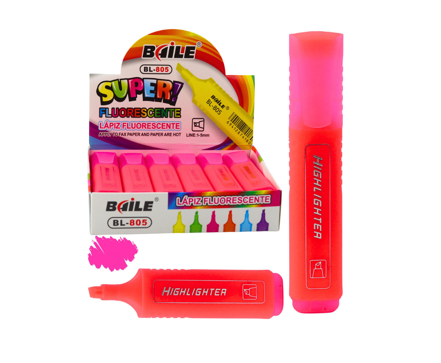 Marker evidentiator pentru notite, roz neon, Lean 21514