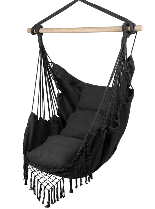 Scaun brazilian suspendat cu perne, negru, capacitate maxim 120 kg, MalTec 112858