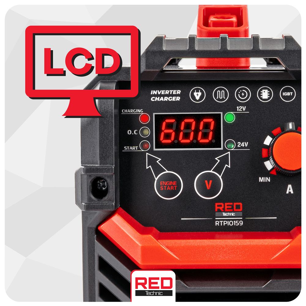 Redresor tip invertor cu afisaj LCD, 600 A, Red Technic RTPI0169