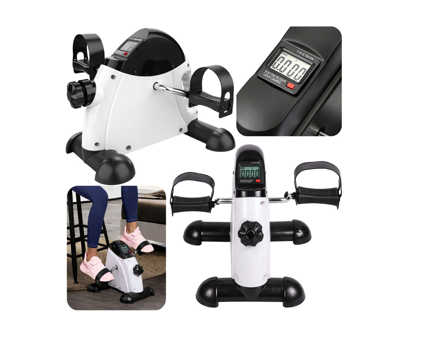 Mini bicicleta fitness cu contor LCD, alb, Lean 29310