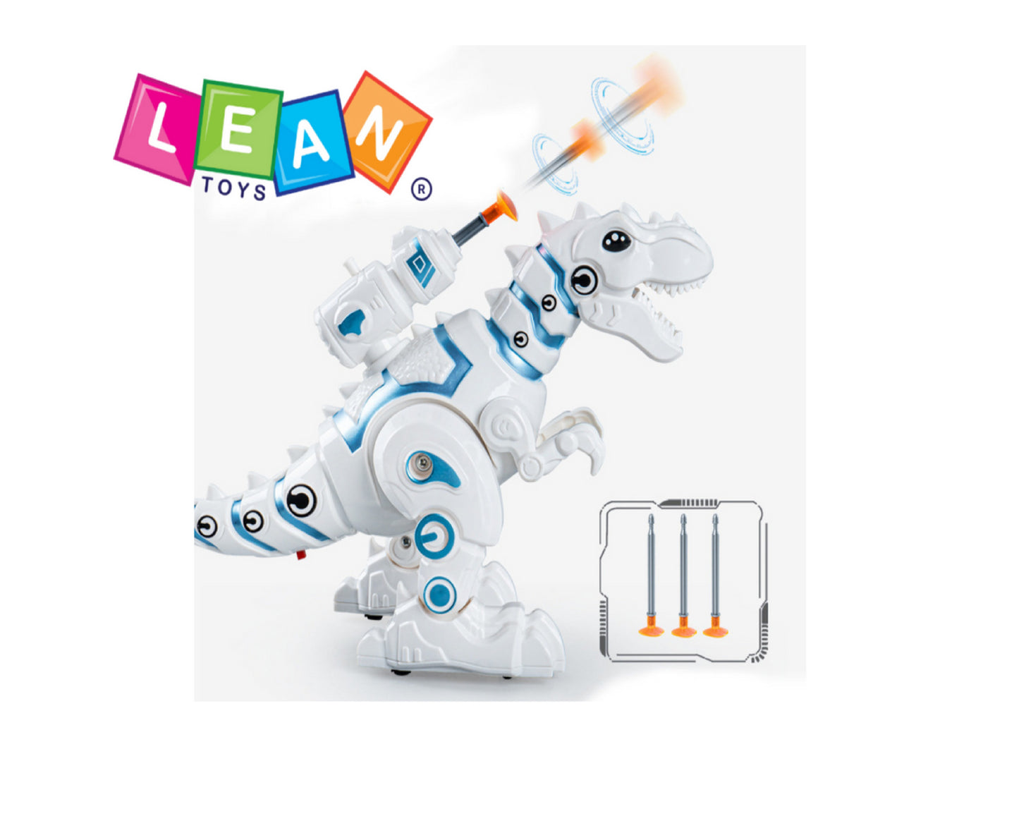Dinozaur robot cu lansator de sageti, 22.5 x 15.5 x 9 cm, Lean 20418
