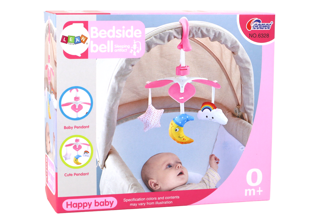 Carusel patut cu clema, 3 pandantive, roz, 35 x 22 cm, Lean 22796