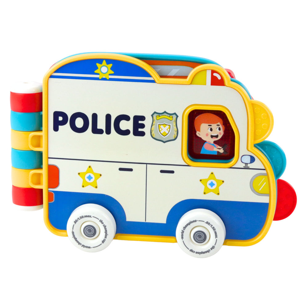 Carte interactiva educationala Beep Beep Car Book, vehicule, sunete, muzica, 20 x 13 x 4.5 cm, Lean 28645