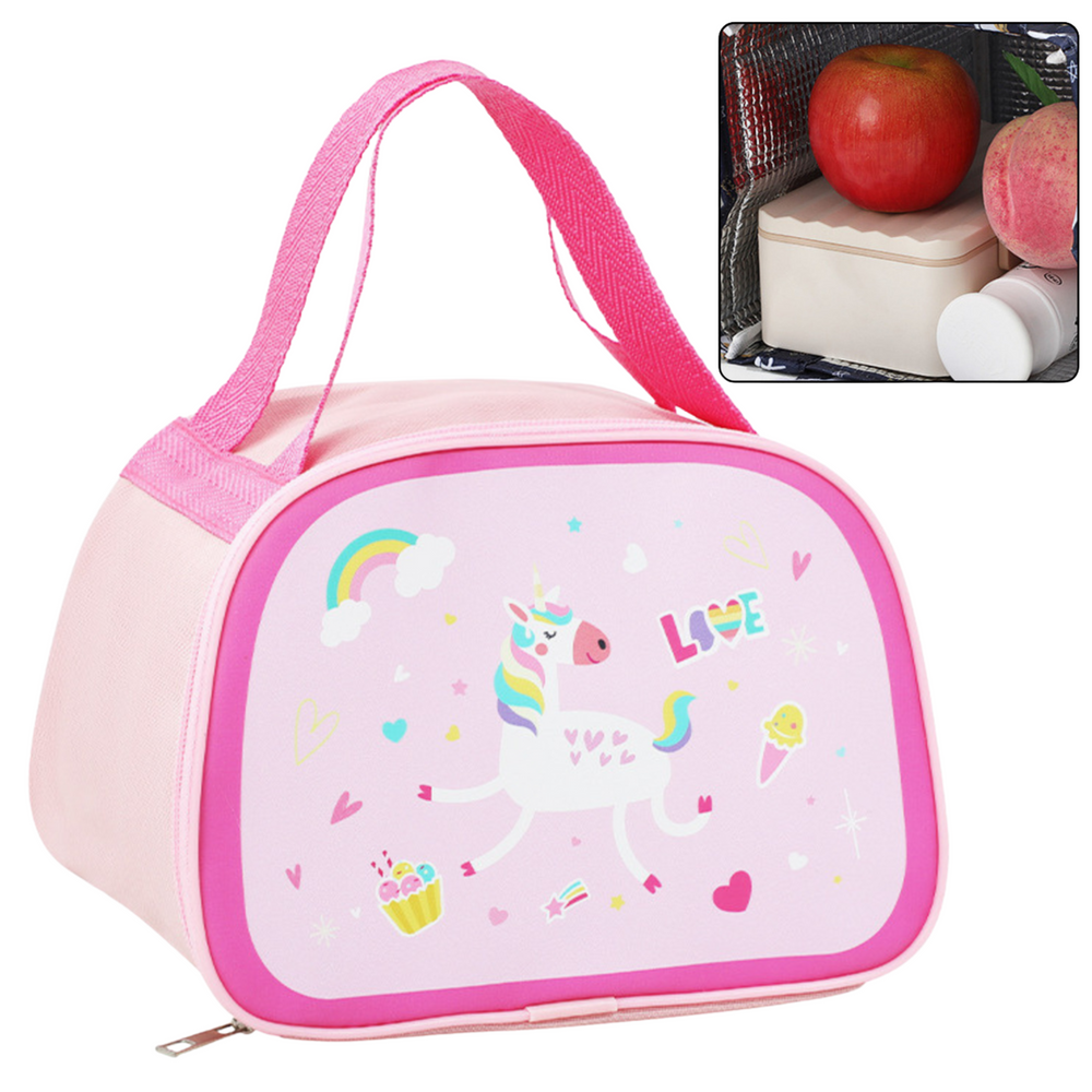 Geanta termica roz cu unicorn, 23 x 17 x 17 cm, roz, Lean 21583