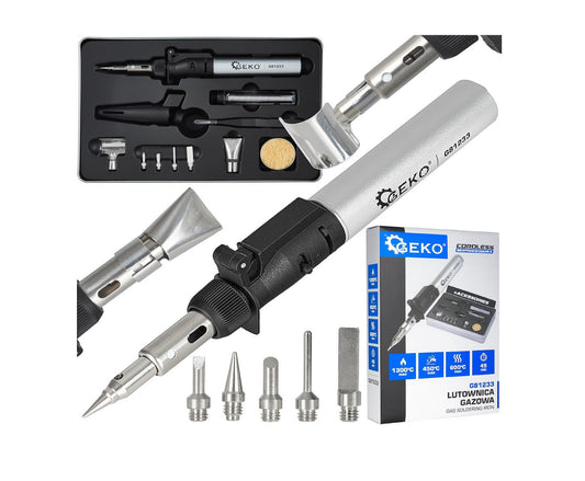 Set pistol de lipit cu gaz si accesorii, Geko G81233