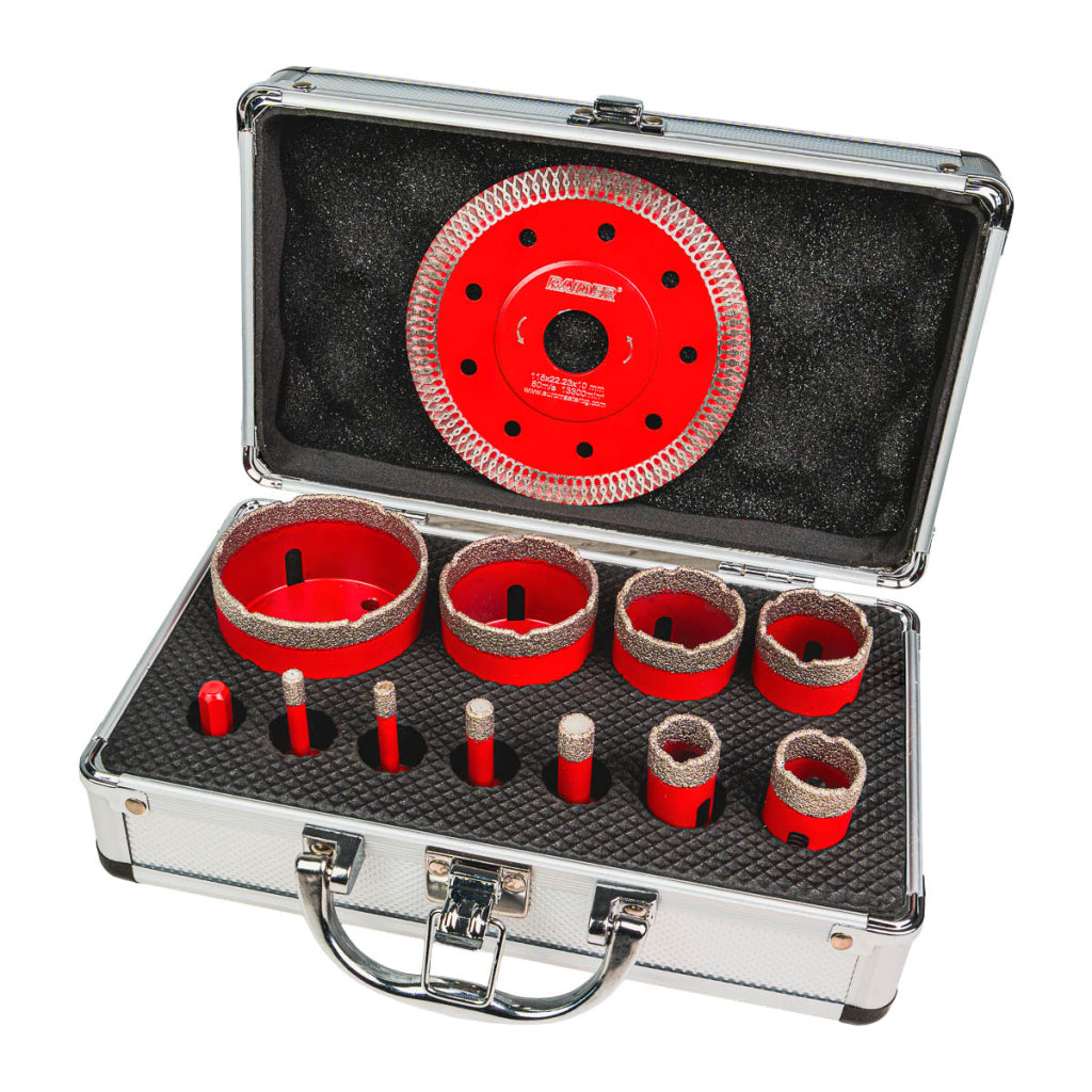 Set carote diamantate pentru, prindere M14, Ø6-68mm, 12 bucati, Raider 157866