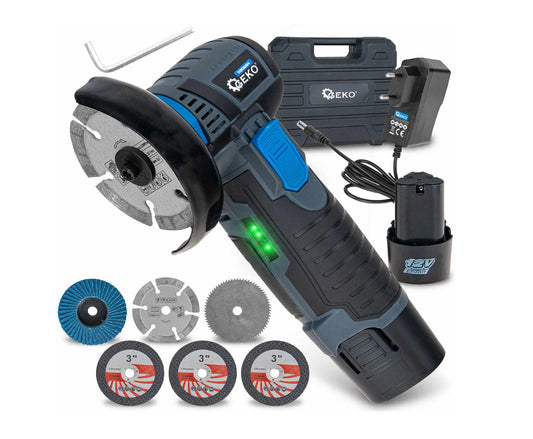 Mini polizor unghiular cu acumulator, 76 mm, 2 x 2 Ah, 12 V, Geko G80654