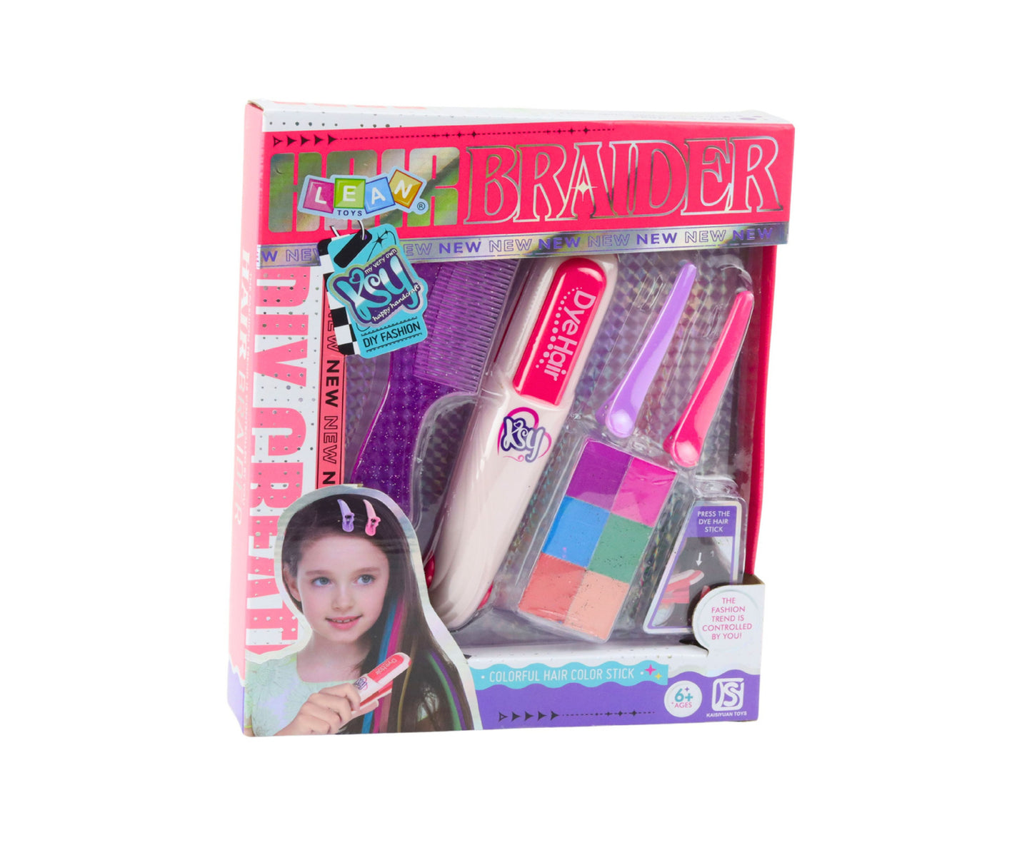 Set colorare par cu accesorii, placa de par, pieptene, 2 agrafe, 25.5 x 21.5 x 4.5 cm, Lean 27407