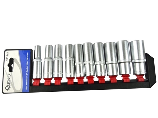 Picture of Set 10 chei tubulare 1/2" CRV 10-24mm cu suport metalic, GEKO G13545