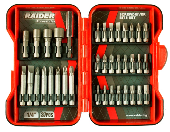 Picture of Set biti si adaptoare pentru surubelnita 37 piese, Raider 157793