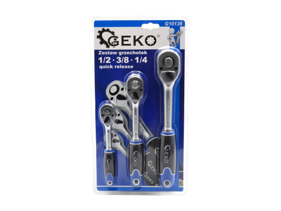 Picture of Set 3 chei cu clichet 1/2” - 3/8” - 1/4”, GEKO G10136