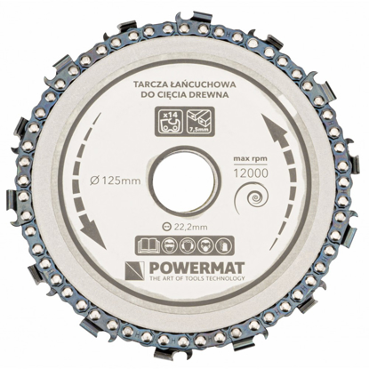 Picture of Disc cu lant pentru lemn 125mmx22.2mm 14 dinti, Powermat PM0893