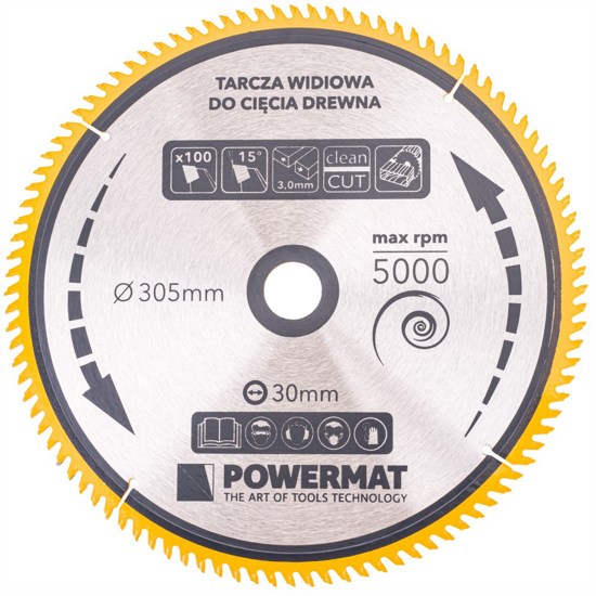 Picture of Disc pentru fierastrau circular TDD-305x30mm 100 dinti, Powermat PM0903