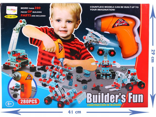 Picture of Mega constructor cu bormasina 280 elemente, Malplay 101648