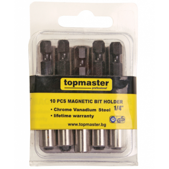 Picture of Set 10 bucati adaptor magnetic pentru biti CR-V, Topmaster, 330348