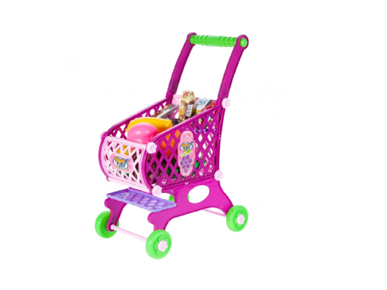 Picture of Carucior roz de cumparaturi cu produse, MalPlay 107229