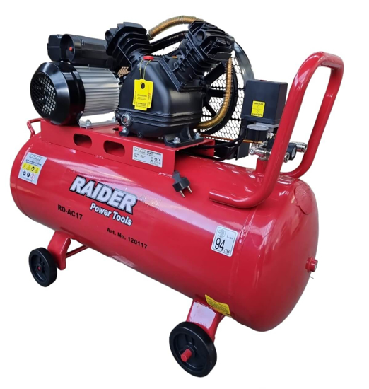 Picture of Compresor de aer pe curea cu 2 pistoane RD-AC17, 100 l, 1.5 kW, 170 l / min, Raider 120117