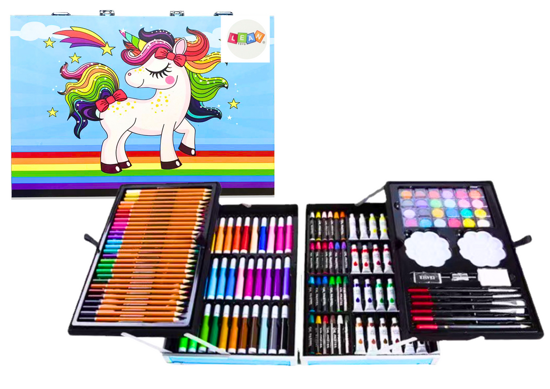 Picture of Set artistic cu valiza, 150 elemente, model unicorn, 36 x 31 x 5 cm, Lean 20391