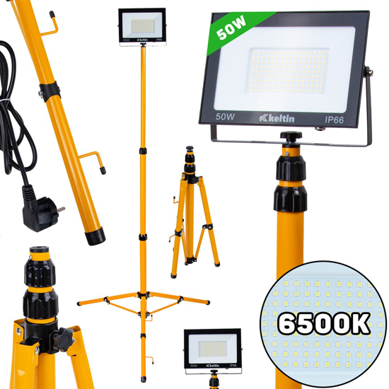 Picture of Proiector LED cu trepied telescopic pentru constructii, 50 W, alb rece, 6500 K, Keltin K02065